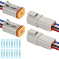 Deutsch DT 4 Pin Grey Male Female Wiring Harness Connector 2 Kits, 16 AWG - color: 2 Sets-Grey, size: 4Pin