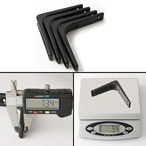 SAYAYO Wall Shelf Bracket Black, 4 Inch Heavy Duty L Bracket for Wood - color: Black, size: 4 x 4 Inch (4 PCS)