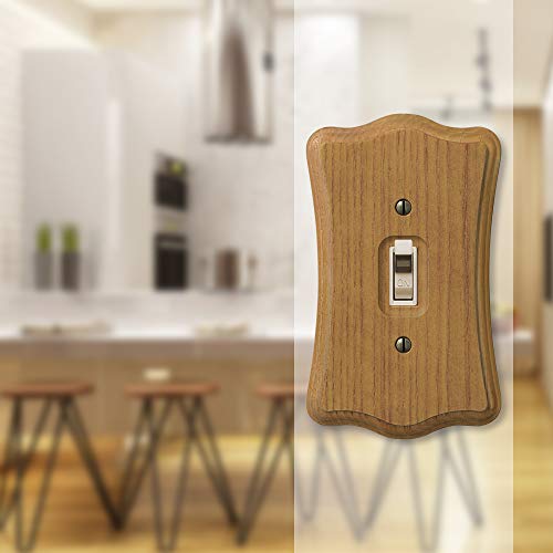 Amerelle Austin Single Toggle Wood Wallplate in Medium Oak