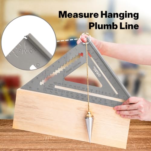 BLACK CANYON 12 Inch Aluminum Rafter Square, Durable Carpenter Tool with 1/8 Inch Graduations for Woodworking - size: 12"