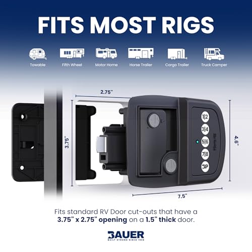 Bauer NE Bluetooth Keyless Entry Door Lock with Handle, Close Field Technology, Essential Camper Must Haves, Secure Trailer, Durable RV Door Latch, Convenient RV Lock Keyless Entry