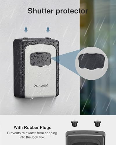 Puroma Key Lock Box Large with Code Lockbox Outdoor Wall Mount Safe 1 Gray - color: Grey