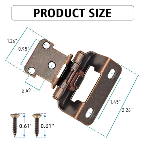 8 Pack (4 Pairs) 1/2 Inch Overlay Partial Wrap Hinges Oil Rubbed Bronze - color: Oil Rubbed Bronze, size: 8 Pack (4 Pairs)