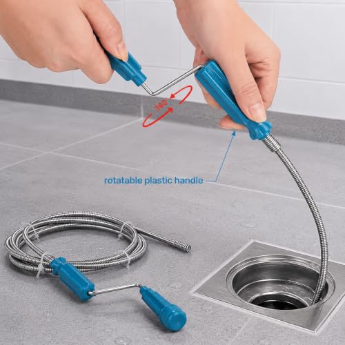 78.74in Flexible Drain Cleaning Tool 1pc - Lightweight Easy-to-Use for Kitchen & Bathroom Sinks, Tubs, Septic Systems, Durable Plastic/Metal for Home Maintenance & Plumbing Tasks