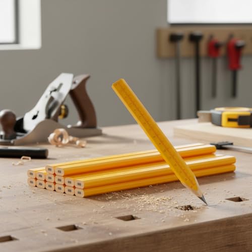 KR. LIF Carpenter Pencils with CM Scale – Framing Construction Pencil for Contractor & Woodworking 14-Pack (Yellow) - color: Yellow