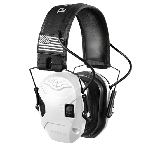 Electronic Shooting Ear Protection w/Gel Pads, 23dB NRR Active Noise Reduction & 3X Amplification Headset for Shooters - color: White