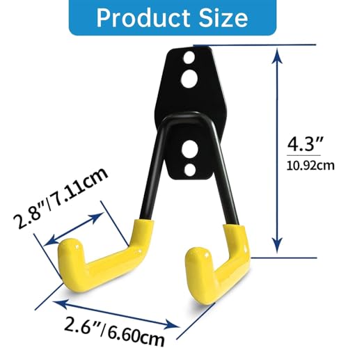 GeeWatom 2 Pack Garage Storage Utility Hooks，Garage Garden Tool Organizer，Steel Wall Mount Hooks, Garden Small U Hooks (Yellow) - color: Yellow