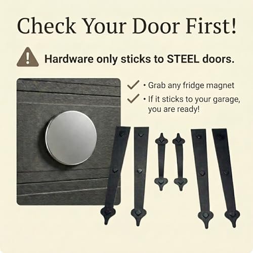 Household Essentials Garage Handle and Hinge Magnets – Decorative Magnetic Hardware Steel Doors, Easy Installation, Durable & Weatherproof, Set of 6 - size: Pack of 1, style: Standard Hinges