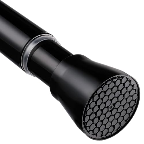 Black Shower Curtain Rod 40-73 inch Black Shower Rod Tension Curtain Rod No Drilling Shower Curtain Rods Spring Tension Shower Rods for Bathroom - color: Black, size: 45-77"