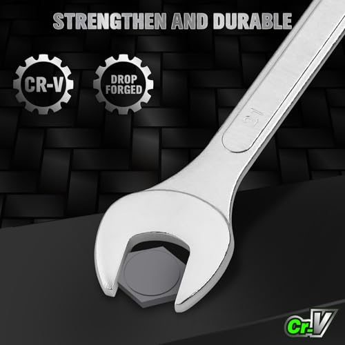 19-Piece Metric Combination Wrench Set, 6-24mm Standard Spanner Wrench Set, Mechanic Tool Sets with Rolling Pouch, Open End Wrenches for Household, Garage, Workshop, Auto Repairs - style: 19pcs Metric Combination