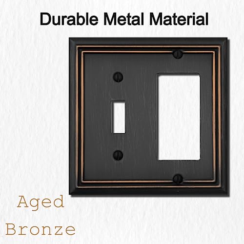 OKAWYC Toggle/Decorator Light Switch Cover Adler Metal Wall Plate, 2-Pack Aged Bronze 2 Gang, for Receptacle Dimmer Switch GFCI Outlet, Switch Cover Decorative Wallplate, Durable - style: Toggle/Decorator 2PK