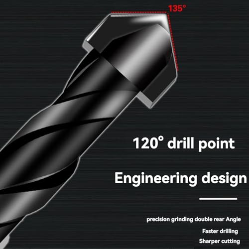 3/16" to 1/2" Hex Shank Masonry Drill Bits Set 5PCS