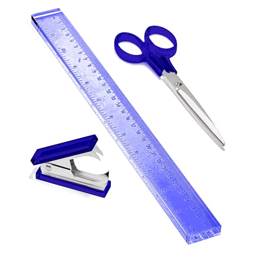 OfficeGoods 3-Piece Acrylic Desk Set, Blue with Silver Metal - color: Blue