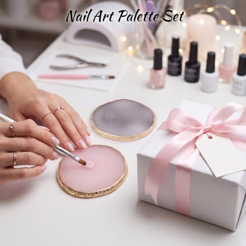 Resin Nail Art Palette 2Pcs, Gray Pink Mixing Tray - color: Gray, Pink