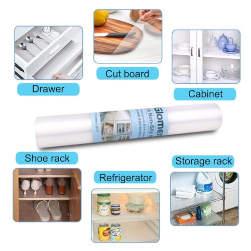 Glomen Refrigerator Liners, Fridge Mats, Washable Oil-Proof Fridge Pads Shelves Drawer Cabinet Liners, 17.5 Inches x 20 FT, Refrigerator Mats for Shelves (17.5 Inches x 20 FT)… - size: 17.5"W x 240"L