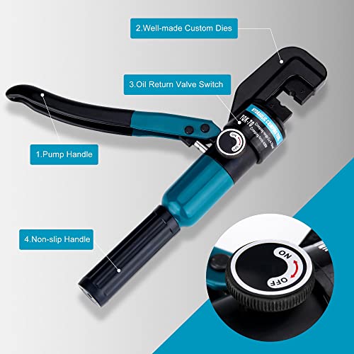 Hydraulic Crimping Tool for 1/8"-3/16" Cable Railing Kits, 10-Ton Crimper - color: Black