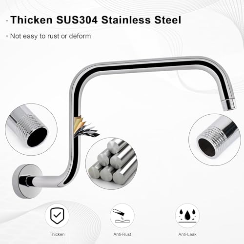 S Shaped Shower Arm, High Rise Shower Head Extension Pipe Standard 1/2" Connection with Flange, Awesome Shower Experience-Stainless Steel Bathroom Accessory(16 Inch Z-S Shape, Chrome Finish) - color: Chrome Finish, style: 16" Z Shape