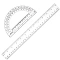 Zonon 2 Pcs 12 Inch Clear Ruler and 6 Inch Plastic Protractor Set, Clear - color: Clear