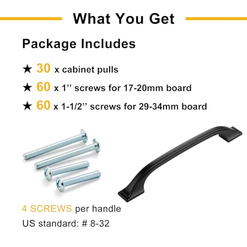 30 Pack Matte Black Cabinet Pulls 3 Inch Solid Drawer Pulls 8222 - color: Matte Black, size: 3 Inches, style: 30 Pack Arch Pull