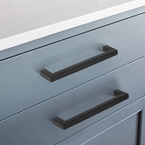 KNOBWELL 6 Pack 192mm Black Cabinet Pulls Drawer Handles Pulls Kitchen Pull - color: Matte Black, size: Hole Center:7-9/16 inch(192mm)