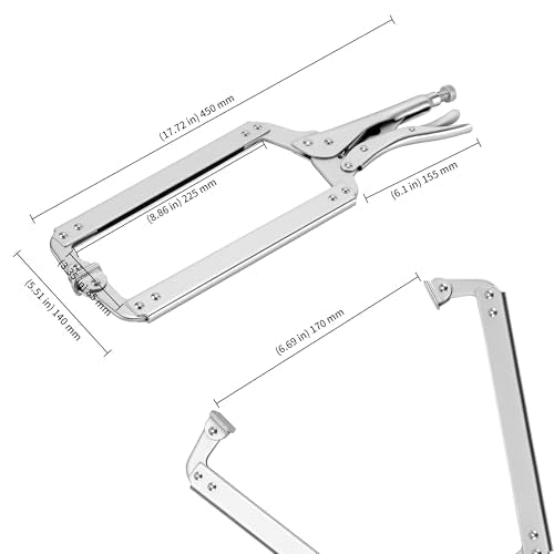 KEILEOHO 3 PCS 18 Inch C Clamp Locking Pliers with Swivel Pads, Heavy Duty Locking Pliers, Adjustable C Clamp Set for Woodworking, Welding and Electrician Maintenance - size: 18 Inch
