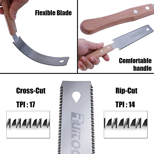 RUITOOL Japanese Hand Saw 6 Inch Double Edge Sided Pull Saw Ryoba SK5 Flexible Blade 14/17 TPI Flush Cut Beech Handle Wood Saw for Woodworking Tools (Pack of 2) - size: Small (Pack of 2)