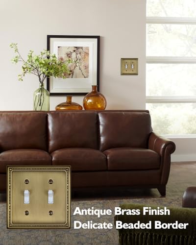 Switch Plates Outlet Covers, 2-Pack Antique Brass Metal Wall Plates - color: Antique Brass, size: 2 Toggle 2PK