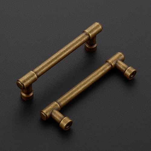 Ravinte Antique Brass Kitchen Pulls Cabinet Handles 3-3/4 Inch 10 Pack - color: Antique Brass, size: 3-3/4 Inches Hole Center