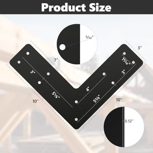 4 Pcs 10*10 Inch Post to Beam Connector, Timber Brackets - style: 4 Pack L Shape（10X10）
