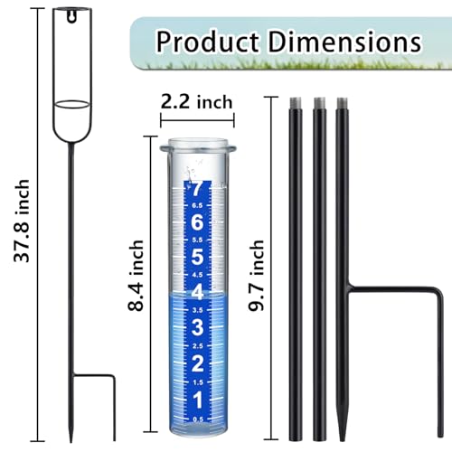 Rain Gauge Outdoor, 7" Freeze-Proof Rain Gauge Outdoor Best Rated, Large Clear White Numbers and Adjustable Height - Stylish and Practical Rain Measuring Tool for Garden, Lawn, Patio - size: 4-Section Rain gauge White