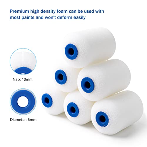 Mister Rui 2 Inch Foam Paint Roller Covers, 12 Pack, Mini Roller Refills - size: 2 Inch, 12 Pack