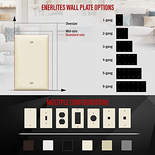 ENERLITES Blank Device Wall Plate, Gloss Finish, Standard Size 1-Gang 4.50" x 2.76", Polycarbonate Thermoplastic, 8801-LA, Light Almond (Pack of 2) - color: Light Almond, size: Standard (Pack of 2)