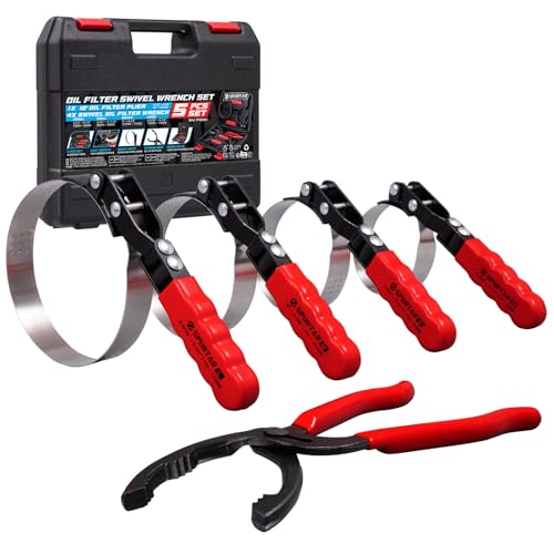 Spurtar 5pcs Swivel Oil Filter Wrench Set 12" Oil Filter Removal Tool - size: 5-Piece Set: 2-3/4" - 5-1/4"