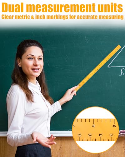 Magnetic Math 1m Ruler, Large Teaching Aids Classroom Math Geometry Tool Set Enhances Classroom Learning, Easily Mounts to Blackboard, Yellow - size: Yellow