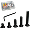 45pcs 1/4-20 5 Sizes Countersunk Head Flat Socket Head Cap Screws Assortment Kit with Allen Keys, Black Grade 10.9 Carbon Steel Socket Cap Bolts Flat Countersunk Head Machine Screws - size: BLACK-5Size-1/4-45P