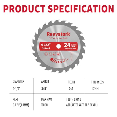 4 Pack 4 1/2 Inch 24T Circular Saw Blade for Various Wood Cutting - size: 4-1/2 In 3/8" Arbor 24T(4PCS)