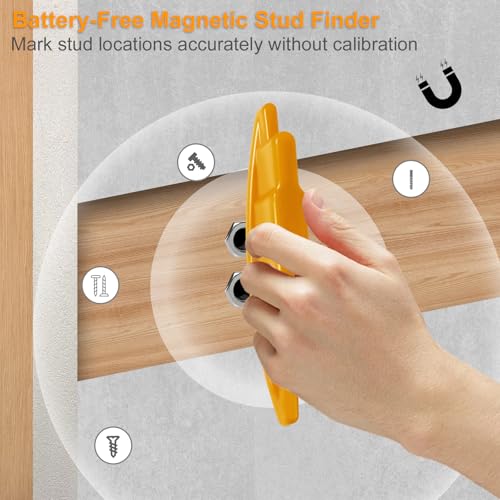 2-Pack Magnetic Stud Finder – No Battery, Locates Screws & Studs
