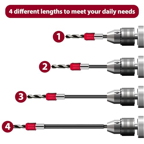 Drill Bit Extension 4 Pcs Magnetic Bit Holder 2/4/6/12" Bit Holder Extender for Impact Drill