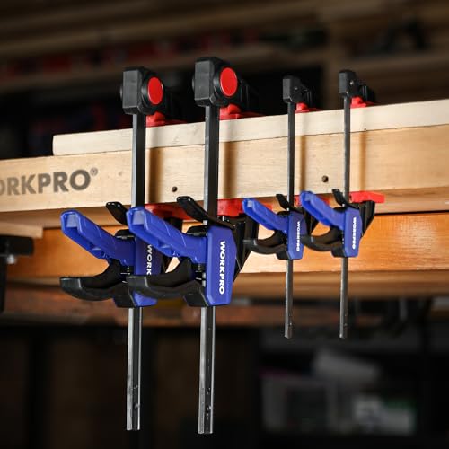 WORKPRO 4-Piece Mini Bar Clamp Set, 6"(2) & 4-1/2"(2) Wood Clamps, Blue - color: Blue, size: 4-Pack 4-1/2" and 6" Bar Clamps