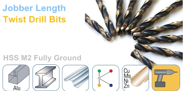 2PCS 1/2" Black and Gold Twist Drill Bit Set - size: 1/2 inch