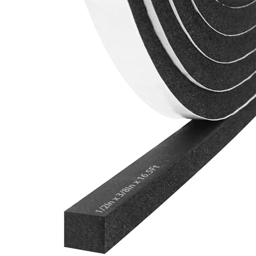 Storystore Self Adhesive Foam Weather Stripping, 1/2"x3/8"x16.5FT Door Seal - size: 1/2In x 3/8In x 16.5Ft