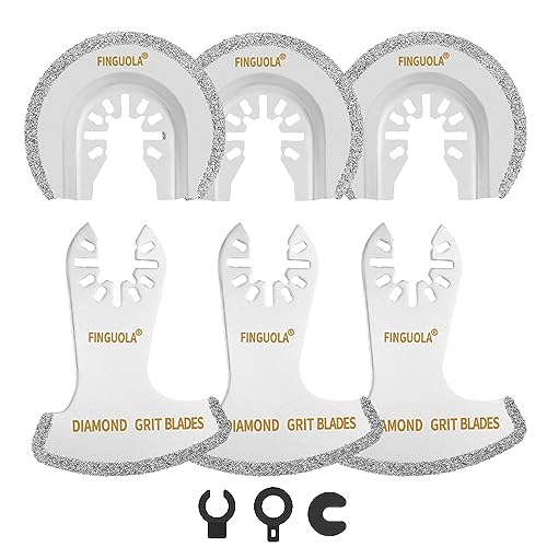 Oscillating Tool Blades, 6Pcs Diamond Carbide Multi Tool Blades for Grout Removal and Soft Tile Cut, Semi Circle Finger Segment Swing Grit Grout Oscillating Saw Blades - color: 6pcs set