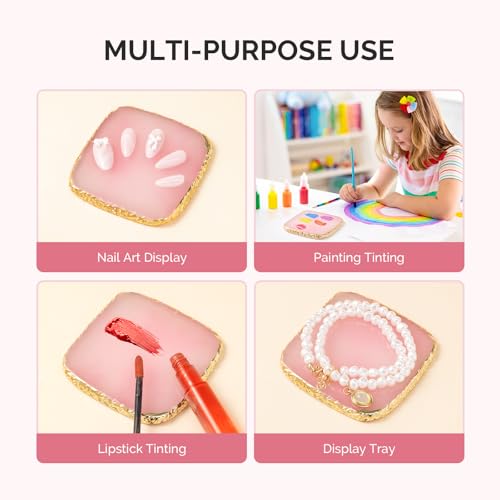MelodySusie 1Pc Square Resin Nail Art Palette Color Mixing Board Pink - color: Pink Square Without Spatula