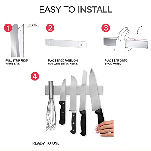 Modern Innovations 10 Inch Stainless Steel Magnetic Knife Bar with Multipurpose Use as Knife Holder, Knife Rack, Knife Strip, Kitchen Utensil Holder, Tool Holder, Art Supply Organizer, Home Organizer - size: 10 Inch