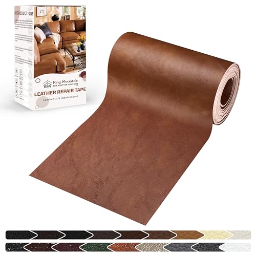 KING MOUNTAIN Leather Repair Patch,4 x 63 Inches self Adhesive Leather Repair Tape for Damaged Leather Furniture, Sofa Seating,Car Seats, Leather Goods（Classic Brown） - color: Classic Brown, size: 4" x 63"