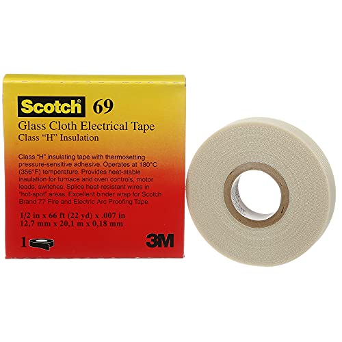 3M Scotch Glass Cloth Electrical Tape 69, 1/2 in x 22 yd, 1 Roll - size: 1/2 in x 66 ft