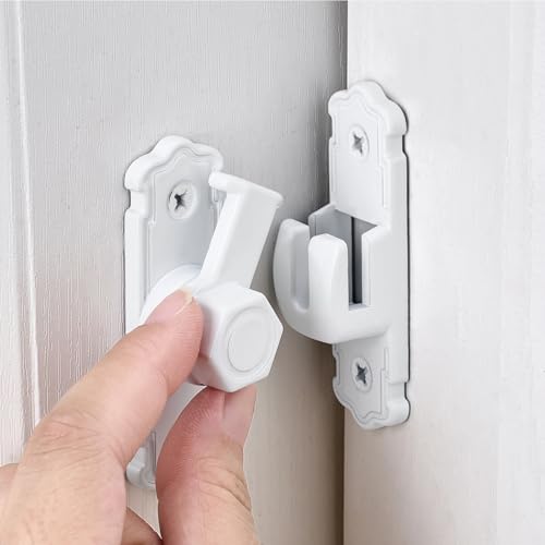 White 90/180 Degree Barn Door Latches,Aluminum Alloy Flip Latch - color: White