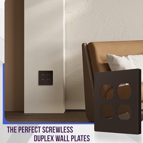 ENERLITES Screwless Double Duplex Outlet Covers Wall Plate, 1 Pack, Brown - color: Brown, size: Screwless