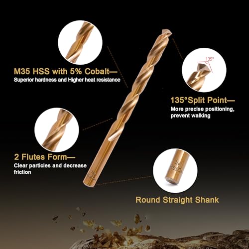 Cobalt Drill Bit Set - 15Pcs M35 HSS Twist Drill Bits, Straight Shank - style: 15 pcs Cobalt