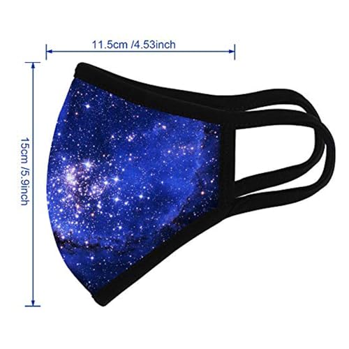 Cloth Face Mask for Women, Men - Reusable Fabric Masks with Nose Wire - color: 3 Pack Blue Galaxy